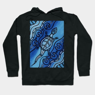 Aboriginal Art - Lizard Blue Hoodie